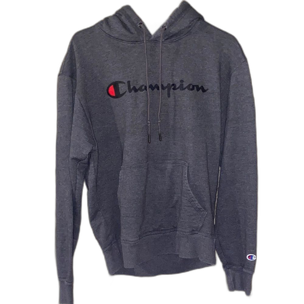Champion Men's Medium Gray Pullover Hoodie Sweatshirt Athletic Casual
